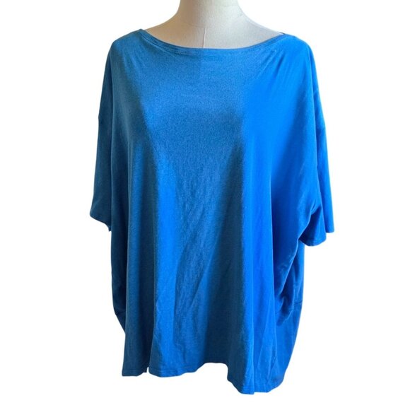 Lululemon Back In Action Pima Cotton Blue Boat Neck Top Womens Size 20 - Picture 5 of 16